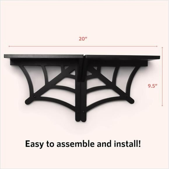 Set of 2 spider web floating shelves gothic wall shelf spooky home decor goth - Picture 6 of 8